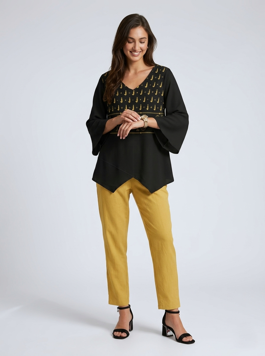 Khanjar -  V-Neck Long Sleeve T-Shirt
