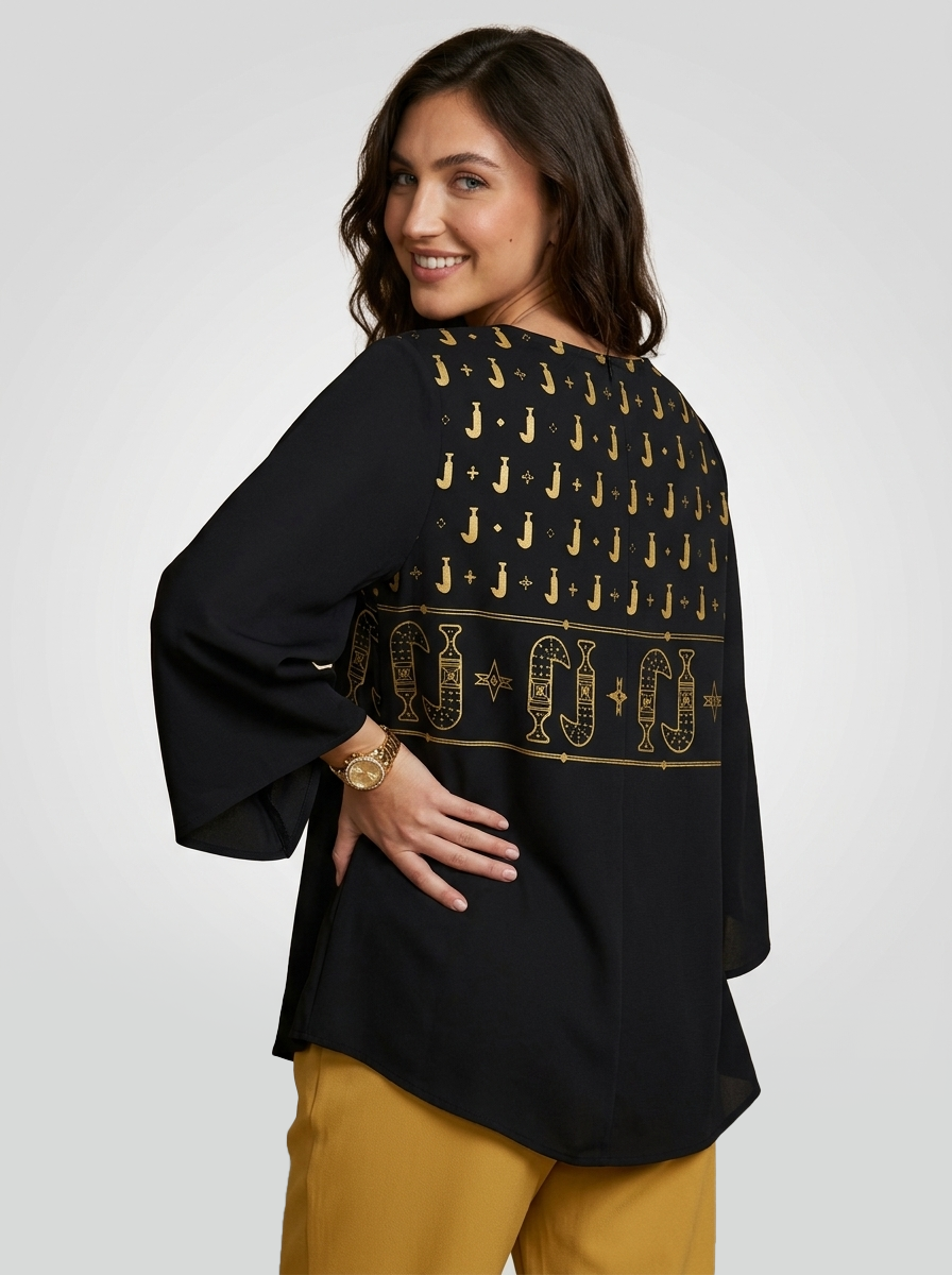 Khanjar -  V-Neck Long Sleeve T-Shirt