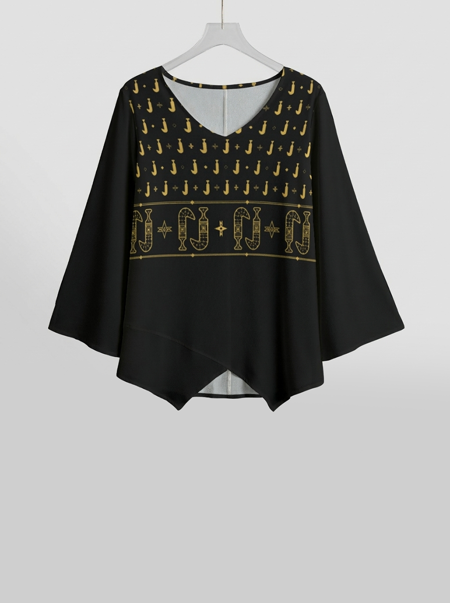 Khanjar -  V-Neck Long Sleeve T-Shirt